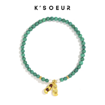 (Good things happen) Turquoise Qin Ancient Material Garnet 925 Silver Peanut Bracelet Certificate Gift Box Diversity