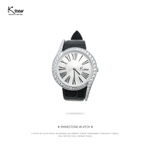 K sister rhinestone simple leather strap temperament Roman quartz womens watch