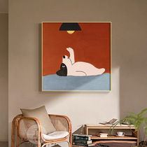 Cartoon square room decoration painting puppy red childrens room wall mural modern simple high-end bedroom hanging painting