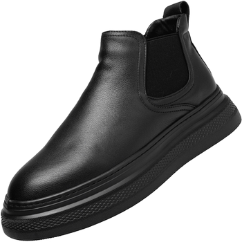 Men's fleece british chelsea boots thick sole short boots