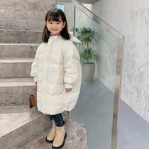 Childrens down jacket boys and girls in the long 2021 new foreign style over the knee in the baby coat parent-child