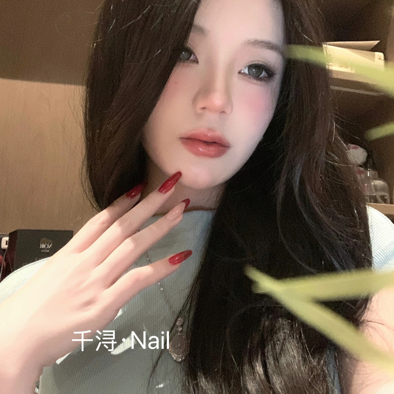Handmade Almond-Shaped French-Style Red Wearable Nails, Nude Color Autumn and Winter Nail Art Finished Product, Long Nail Stickers, 2026 New Year Edition Handmade Almond-Shaped French-Style Red Wearable Nails, Nude Color Autumn and Winter Nail Art Finished Product, Long Nail Stickers, 2026 New Year Edition