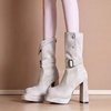 Retro Short Boots for Petite Women with Thick Soles and Chunky Heels, 2025 High-End Suede High-Heeled Boots, Stylish and Slimming Elastic Boots