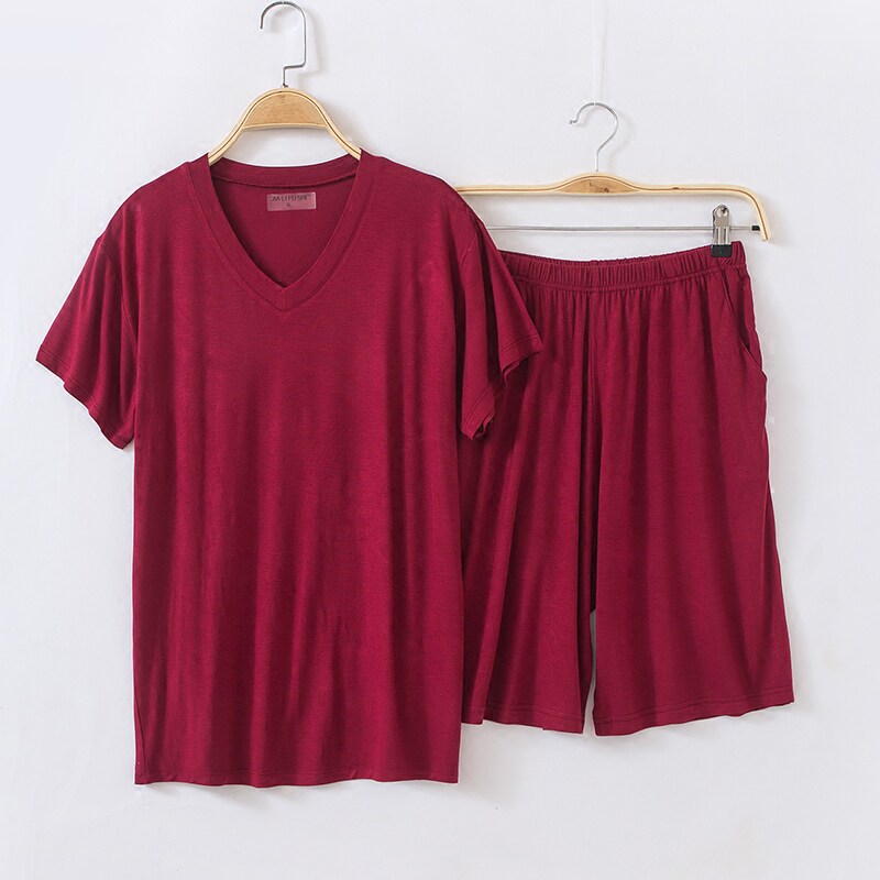 Shamodale Cotton Short Sky Short Short Short Short Short Snacks Men's Kit Pajamas Casual Home Clothes Middle Age Loose Cotton V-Collapse