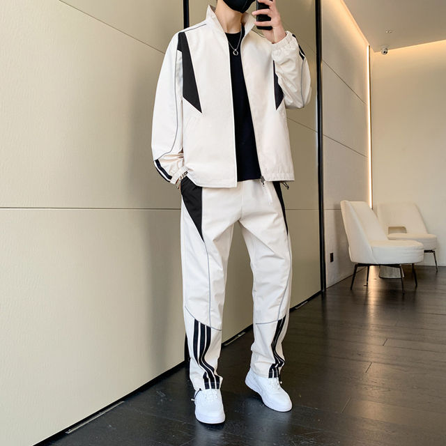 Woodpecker casual sports suit men's spring and autumn new trendy brand with handsome charge jacket two-piece set