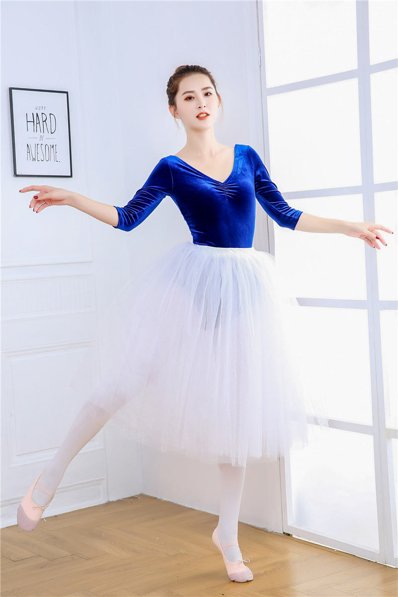 Adult Ballet Dancer Dress Rehearsal for a teacher's practice Skill Body Wear half-body Long version Tennis Fluffy Dress Tutu Dress