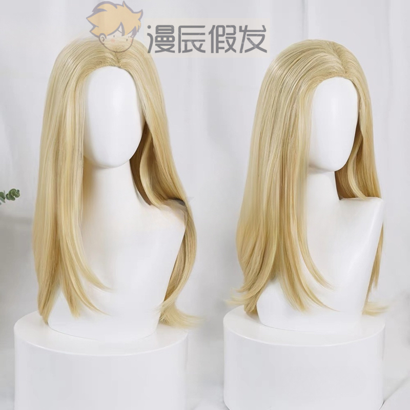 In Stock Jojo Gelato Zeppelin Cosplay Wig Mixed Blonde Hair with Messy Top and Side Parting Medium-Length Hair