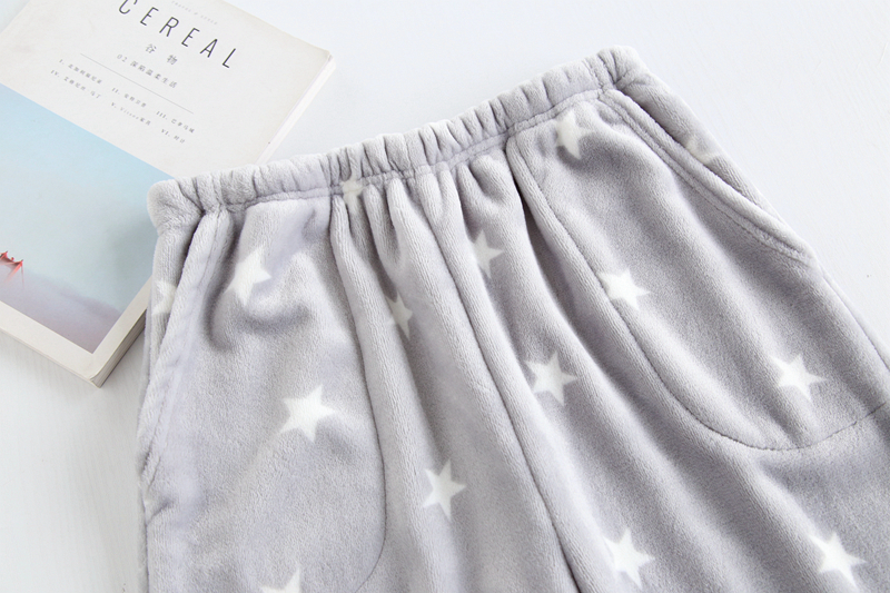 Flannel dày mùa thu và mùa đông nhà quần nam và nữ quần san hô lông cừu ấm đôi vợ chồng kích thước lớn đóng quần pyjama quần đôi nam nữ