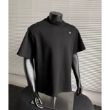 Хлопковая спортивная базовая приятная телу футболка с коротким рукавом, с вышивкой, свободный крой