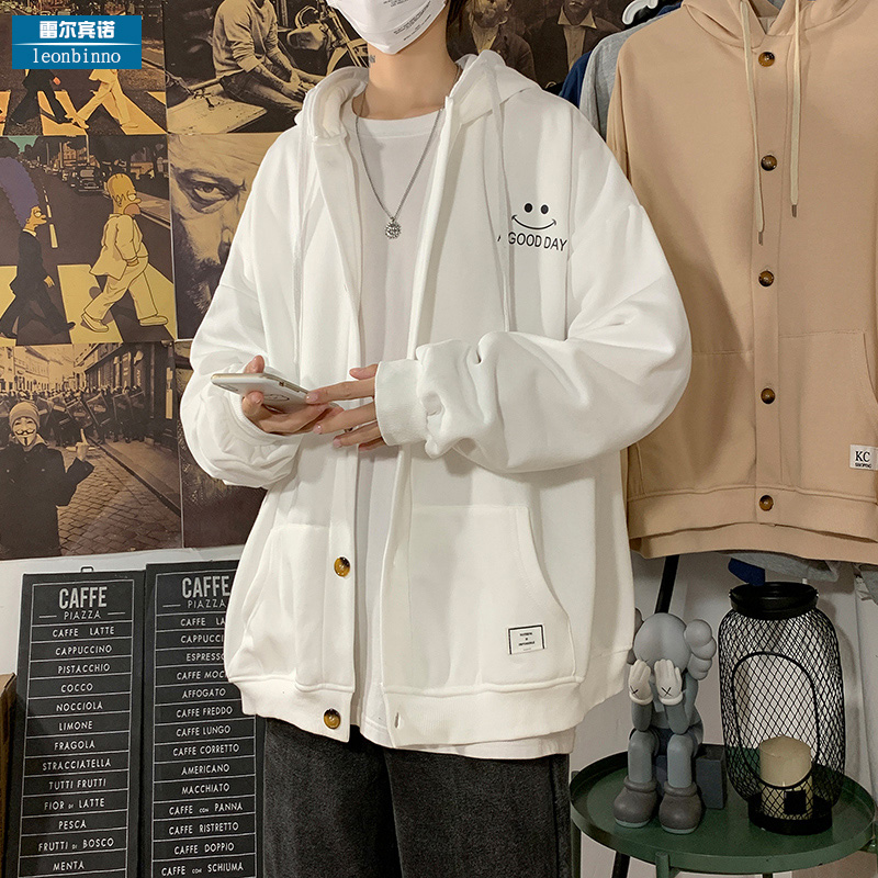 Cardio-hoodie thick cotton T male cap Tide Cards Easy-to-couple blouses large size Size Row Buttoned up Thickened Spring Autumn Jacket Man