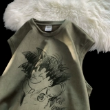 Летний жилет, трендовые мультяшные комиксы, спортивная футболка без рукавов, в американском стиле, свободный крой