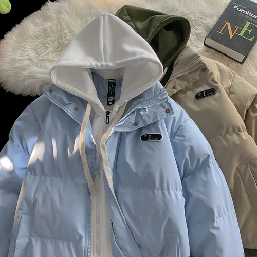 Комплект, демисезонный удерживающий тепло пуховик с капюшоном, трендовая куртка, увеличенная толщина, оверсайз