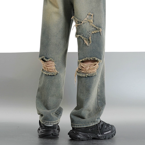 Летние тонкие ретро джинсы, штаны, в американском стиле, свободный прямой крой