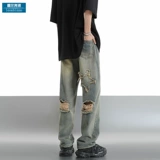 Летние тонкие ретро джинсы, штаны, в американском стиле, свободный прямой крой