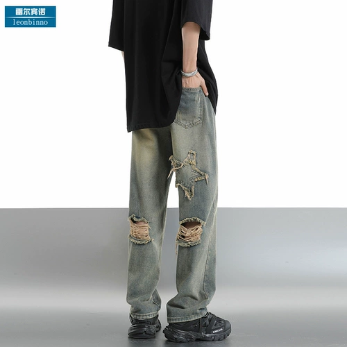 Летние тонкие ретро джинсы, штаны, в американском стиле, свободный прямой крой