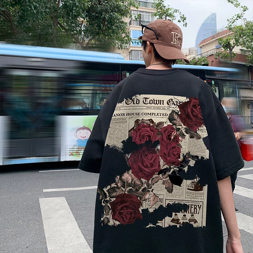 Летняя трендовая футболка с коротким рукавом, оверсайз, в американском стиле