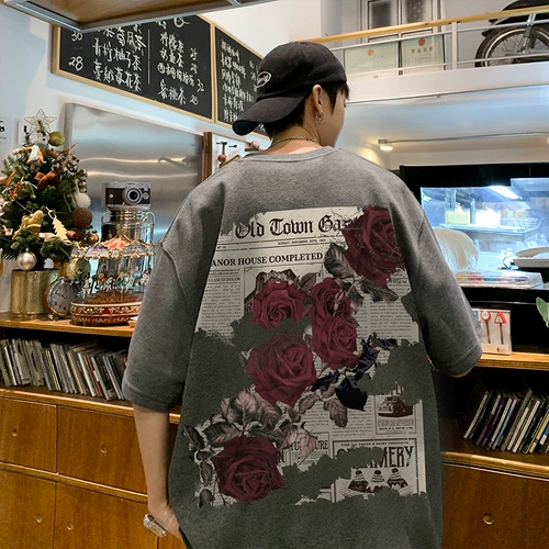 Летняя трендовая футболка с коротким рукавом, оверсайз, в американском стиле