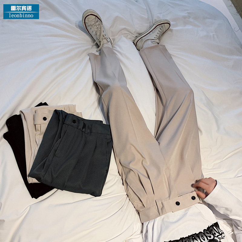 Small Western Pants Men 2021 Spring Loose 100 Hitch Comfort Straight Barrel Casual Pants Ruffling Pants With Pants On the Men's Korean Edition Trend