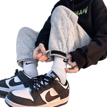 Down trousers for men 2023 autumn and winter plus velvet thickened cotton trousers leggings sports sweatpants trendy brand American casual trousers