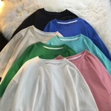 Белая спортивная брендовая однотонная трендовая футболка с коротким рукавом для влюбленных, оверсайз