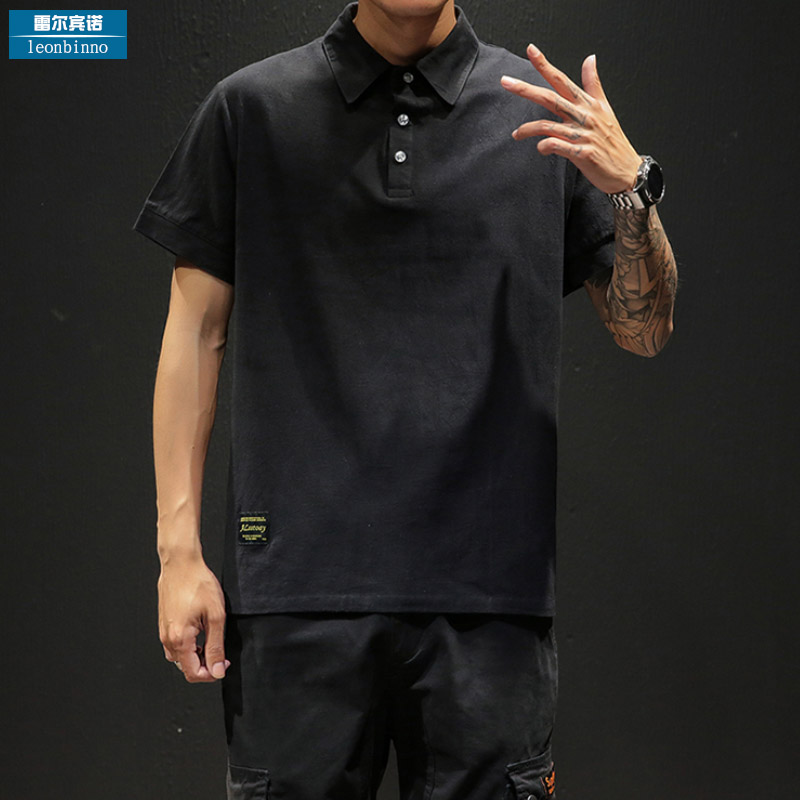 Summer day train stickers POLO Shirt Men's Korean version Trend Large size Loose Short Sleeves T-shirt Fat Subtidal half sleeve short t