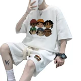 Летний ретро комплект, шорты в стиле хип-хоп, в американском стиле, короткий рукав