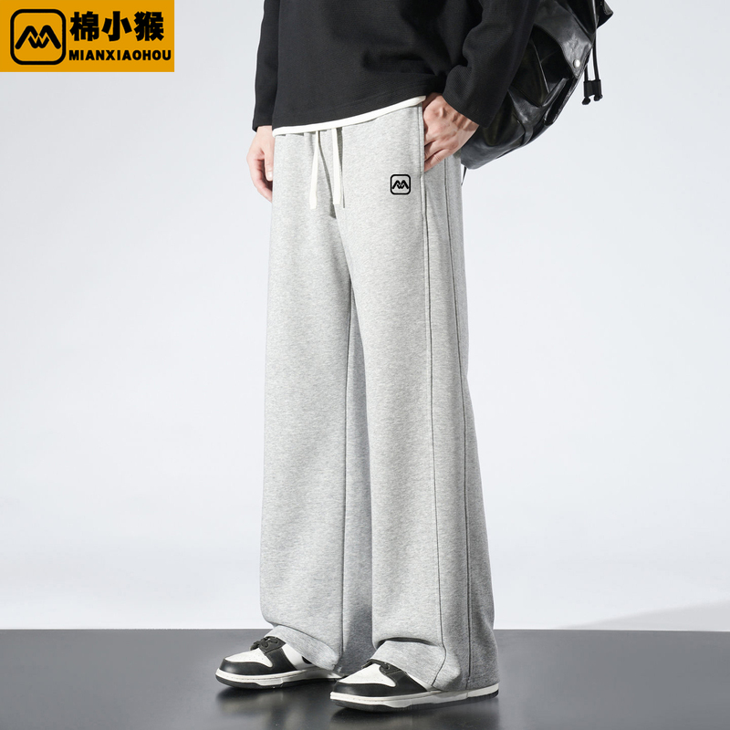 Cotton Monkey Pants Men's Pure Cotton Autumn and Winter Loose Trendy Straight-Leg Sweatpants Youth Wide-Leg Casual Sports Long Pants
