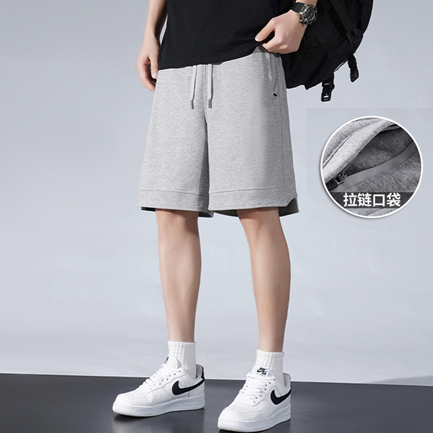 Модные хлопковые спортивные шорты, мужские летние новые стильные карманы на молнии, новые свободные брендовые повседневные брюки с пятью точками, мужские