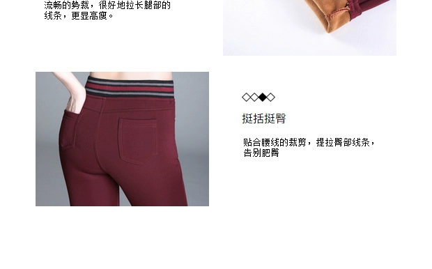 Các mẫu mùa thu và mùa đông cộng với nhung dày ấm áp đáy quần bút chì cạp cao co giãn kích thước lớn Quần dài chân nữ