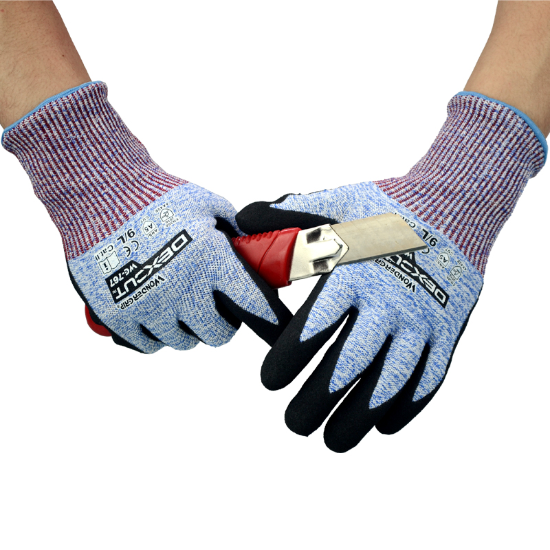 Multi-power WG767 plus steel wire 5 class anti-cutting glove cutter anti-scraping and abrasion resistant metal sheet steel glass processing