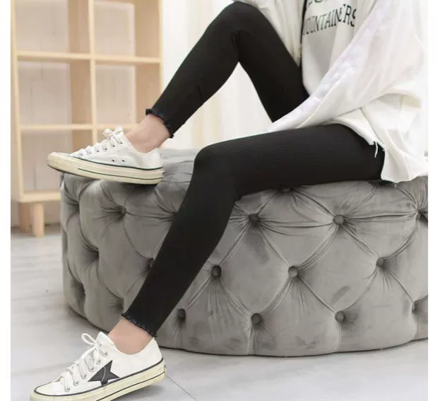 Mùa thu quần legging ren dài mặc bên ngoài quần cotton tai gỗ mỏng cỡ lớn chân chín quần quần đũi nữ đẹp