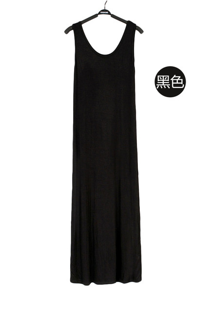 2024 Summer Modal Long Dress New Women's Loose Black Over-the-Knee Dress Suspender Bottoming Tank Top Large Size