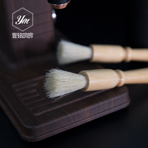  Yiming natural original solid wood coffee grinder cleaning brush Bar powder picker cleaning pig sideburns powder brush