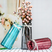 Stained glass vase Vertical leng Simple fashion flower arrangement bottle Desktop flowers dried flowers flower vase European home decoration