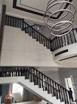 Thai oak solid wood stone fence installation actual scene solid wood fence fence stair guardrail handrail