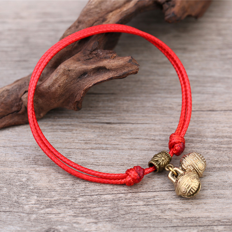 Handmade Hàn Quốc phiên bản của retro đen rope nam vòng chân đơn giản ladies red rope chuông vòng đeo tay mùa hè Hàn Quốc phiên bản của vòng chân đồ trang sức