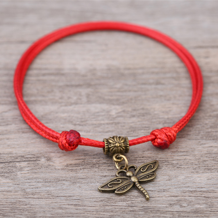 Handmade Hàn Quốc phiên bản của retro đen rope nam vòng chân đơn giản ladies red rope chuông vòng đeo tay mùa hè Hàn Quốc phiên bản của vòng chân đồ trang sức