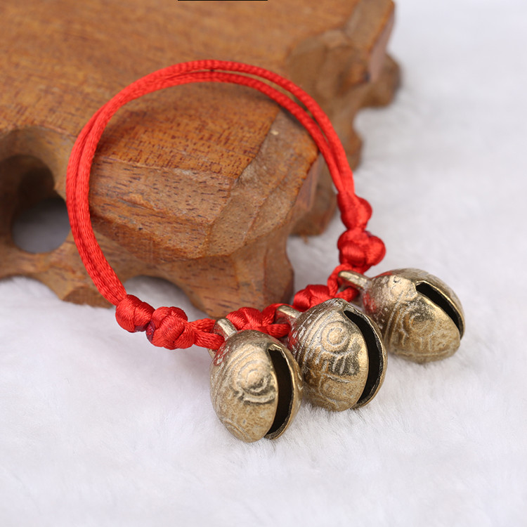 Kích thước có thể điều chỉnh lớn tiger head chuông đồng red rope bracelet vòng chân bé bé toddler chuông