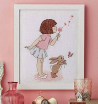 Cross Stitch Electronic Drawings Cross Stitcher Girl and Rabbit 293 Make a Wish