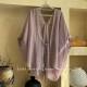 ລະດູຮ້ອນໃໝ່ປີ 2026 ແບບ retro V-neck lace-up mid-sleeve feminine age-reduced sun protection back cardigan shawl outer wear