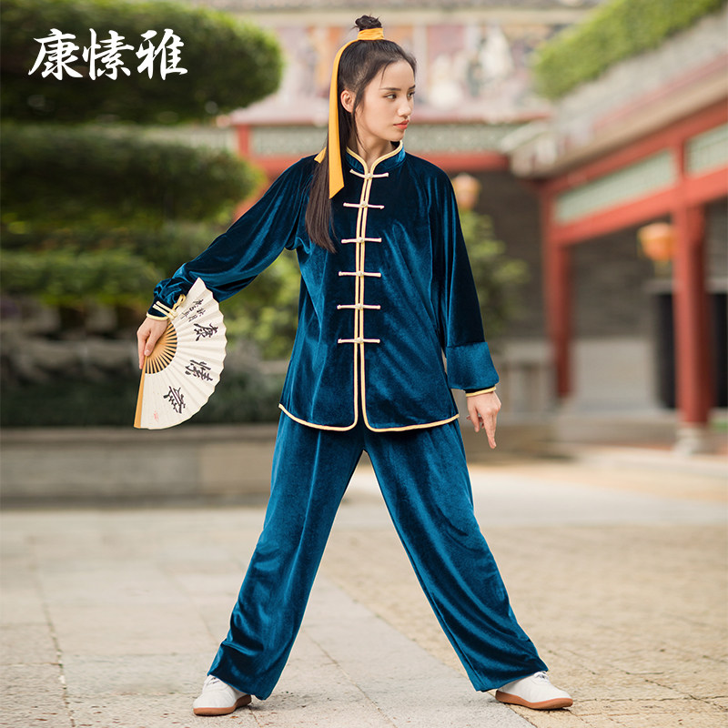Kang suya tai chi women's autumn and winter new elegant South Korean velvet tai chi exercise suit morning martial arts suit