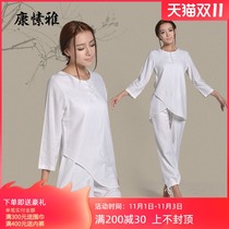 Kang Ya yoga suit women loose cotton linen meditation white linen yoga costume temperament fairy Qi coffee suit summer