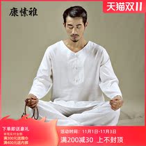 Kang Yaya mens yoga suit cotton linen long sleeve spring summer residences yoga sports Tai Chi clothing