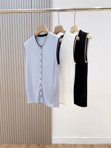 Трикотажный летний жилет, приталенный корсет, кардиган без рукавов