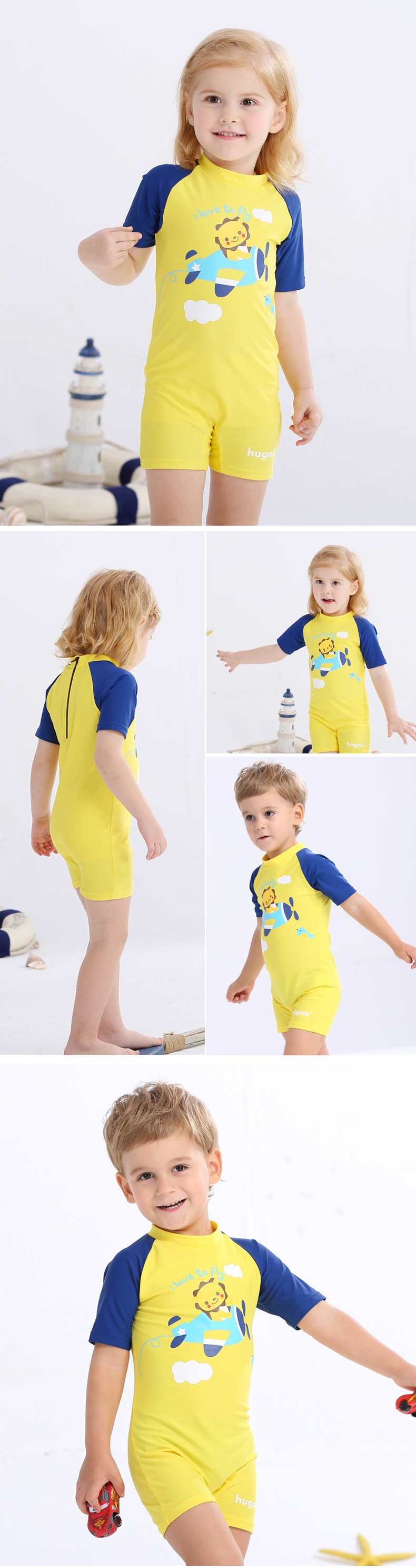 Áo tắm trẻ em một mảnh của Hugmii áo tắm cho bé trai và bé gái - Bộ đồ bơi của Kid đồ bơi be gái 8 tuổi