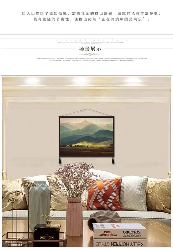 phòng khách Mỹ sơn trang trí bức tranh thảm tùy chỉnh biệt thự bối cảnh núi tấm thảm khổng lồ của châu Âu vẽ tay treo vải - Tapestry thảm treo tường trang trí phòng ngủ