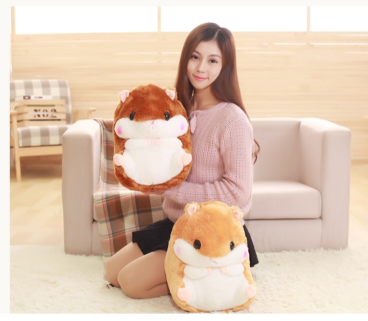 Winter Hamster Gối Chăn Sử dụng kép Nữ Nap Gối nhỏ Xe Mùa đông Ấm tay San Hô Lông cừu Chăn Ba trong một gối tựa lưng văn phòng cao su non
