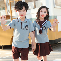 Summer Kindergarten Garden Suit Summer Clothing Suit Pure Cotton Teacher Clothes Elementary School Childrens Sports Graduation Photo Class Clothing