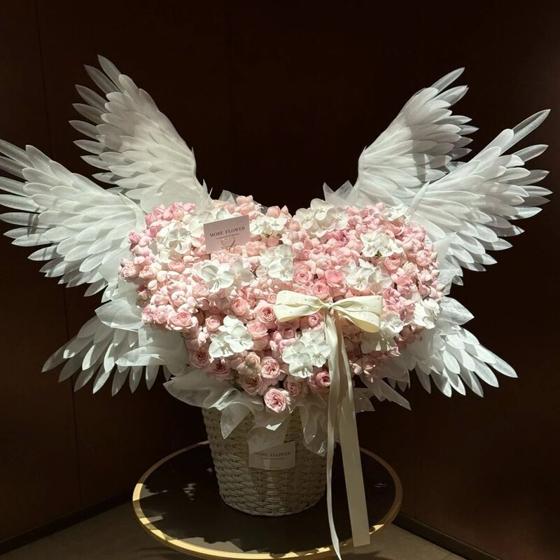 Internet-Famous Korean-Style DIY Angel Wings Feather Wings Bouquet Decoration Electric Angel Flower Art Accessories Gift for Girlfriend