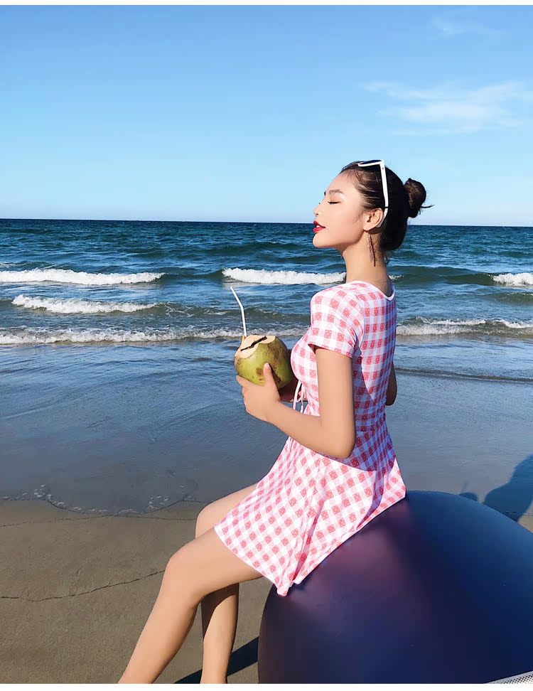 Bộ đồ bơi nữ che bụng Agliondy mỏng manh bảo thủ Hàn Quốc 2019 mới cổ tích fan hâm mộ váy bơi một mảnh - Bộ đồ bơi One Piece đồ bơi 1 mảnh tay dài